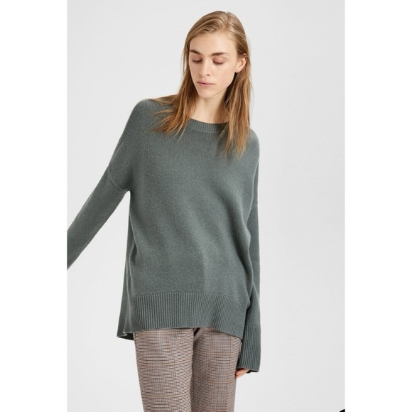 Theory Karenia F Cashmere Slouchy Pullover Sweater Size Small Green - Picture 1 of 10
